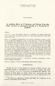 Air pollution effects on 15 European and Siberian Scots pine (Pinus sylvestis L.) provenances growing in a 75-year-old experiment