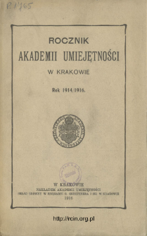 Rocznik Akademii Umiejętności w Krakowie, Rok 1914/1916
