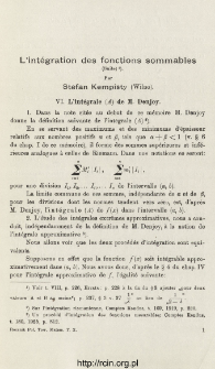 L'int&eacute;gration des fonctions sommables