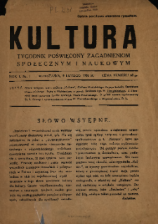Kultura : tygodnik poświęcony zagadnieniom społecznym i naukowym 1930 N.1