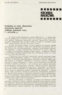 Sympozjum na temat "Homeostaza ekosystemów lądowych" (Jabłonna-Dziekanów Leśny, 7-10 VI 1978 r.)