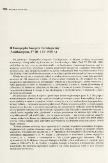 II Europejski Kongres Teriologiczny (Southhampton, 27 III-1 IV 1995 r.)