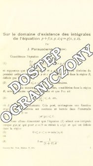 Sur le domaine d'existence des int&eacute;grales de l'&eacute;quation p + f(x,y,z)q + g(x,y,z)