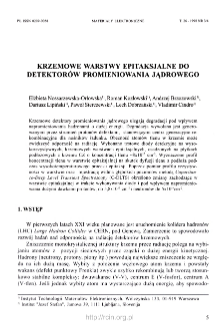 Krzemowe warstwy epitaksjalne do detektor&oacute;w promieniowania jądrowego = Silicon epitaxial layers for nuclear radiation detectors