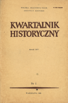 Kwartalnik Historyczny R. 95 nr 1 (1988), Strony tytułowe, Spis treści