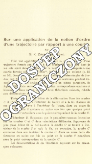 Sur une application de la notion d'ordre d'une trajectoire par rapport &agrave; une courbe