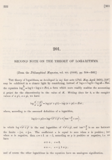 Second note on the theory of logarithms
