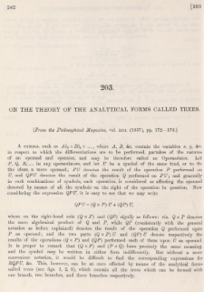 On the theory of the analytical forms called trees