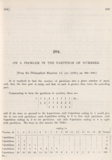 On a problem in the partition of numbers