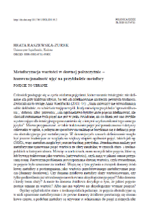 Metaphorisation of values in old Polish  &ndash; conventionality of approaches based on the example of the CONCEPT IS CLOTHING metaphor