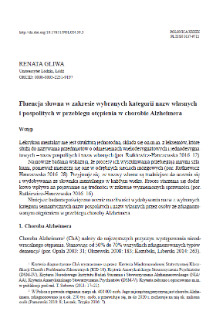 Verbal fluency in selected categories of proprietary and common names in the course of dementia inAlzheimer&rsquo;s disease