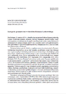 Grammatical categories in the works of Roman Laskowski