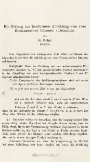 Ein Beitrag zur konformen Abbildung von zwei Riemannschen R&auml;umen aufeinander