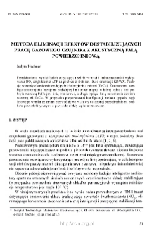 Metoda eliminacji efekt&oacute;w destabilizujących pracę gazowego czujnika z akustyczną falą powierzchniową = Methods of harmful effects limitation in SAW GAS sensors