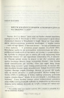 Effect of acid precipitation on trees and forest
