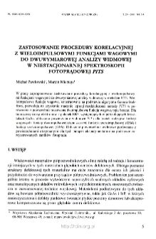 Zastosowanie procedury korelacyjnej z wieloimpulsowymi funkcjami wagowymi do dwuwymiarowej analizy widmowej w niestacjonarnej spektroskopii fotoprądowej PITS = Application of the correlation procedure with multipulse weighting functions to the two-dimensional spectral analysis in photoinduced transient spectroscopy PITS