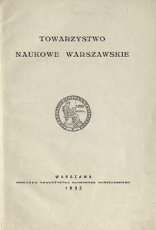 Towarzystwo Naukowe Warszawskie : [1907-1932].