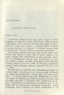 Anatomy and karyology