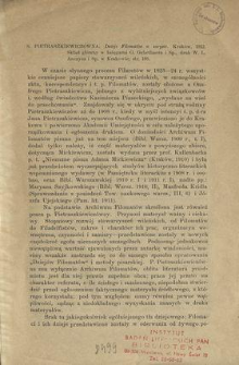 [Recenzja:] S. Pietraszkiewiczówna, Dzieje Filomatów w zarysie. Kraków, 1912 [...]