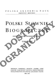 Polski słownik biograficzny T.28 (1984-1985), Potocki Ignacy Roman - Przerębski Mikołaj, Część wstępna