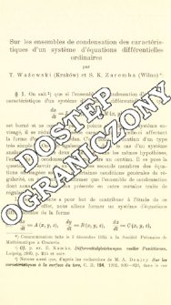 Sur les ensembles de condensation des caract&eacute;ristiques d'un syst&egrave;me d'&eacute;quation diff&eacute;rentielles ordinaires