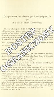 Comparaison des classes quasi analytiques (D)