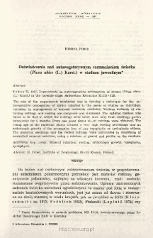 Experiments on autovegetative propagation of spruce (Picea abies (L.) Karst.) in the juvenile stage