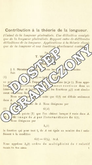 Contribution &agrave; la th&eacute;orie de la longueur