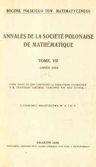Annales de la Société Polonaise de Mathématique T. 7 (1928), Spis treści i dodatki