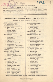 VIII.Catalogue des graines d'arbres et d'arbustes r&eacute;colt&eacute;es en 1946 et offertes en echange