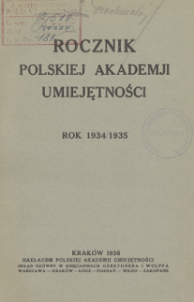 Rocznik Polskiej Akademii Umiejętności. Rok 1934/1935