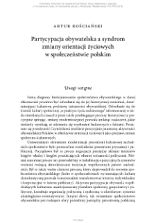 Partycypacja obywatelska a syndrom zmiany orientacji życiowych w społeczeństwie polskim
