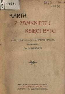 Karta z zamkniętej księgi bytu