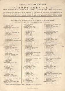 VII. Catalogue des graines d'arbres et d'arbustes r&eacute;colt&eacute;es en 1936 et offertes en echange