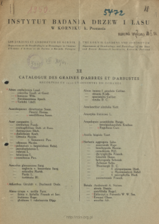 XII. Catalogue des graines d'arbres et d'arbustes r&eacute;colt&eacute;es en 1950 et offertes en echange