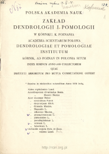 Index Seminum Anno 1955 Collectorum Quae Instituti Arboretum Pro Mutua Commutatione Offer