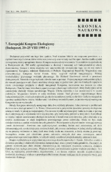 7. Europejski Kongres Ekologiczny (Budapeszt, 20-25 VIII 1995 r.)