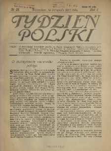 Tydzień Polski : tygodnik polityczno-społeczny : wychodzi w sobotę 1920 N.31