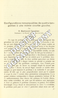 Configurations remarquables de quatre tangentes &agrave; une m&ecirc;me courbe gauche