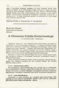 II Wiosenna Szkoła Biotechnologii