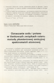 Oznaczanie sodu i potasu w tlenkowych związkach rutenu metodą płomieniowej emisyjnej spektrom etrii atomowej = Determination of Na and K in ruthenium oxide compopunds by flame atomic emission spectrometry