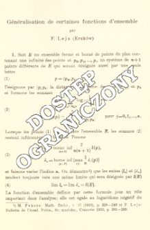 G&eacute;n&eacute;ralisation de certaines fonctions d'ensemble