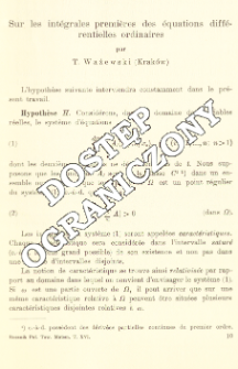Sur les int&eacute;grales premi&egrave;res des &eacute;quations diff&eacute;rentielles ordinaires