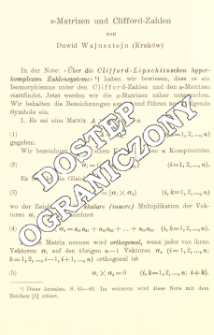 &alpha;-Matrizen und Clifford-Zahlen