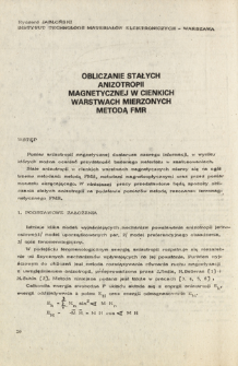 Obliczanie stałych anizotropii magnetycznej w ciekłych warstwach mierzonych metodą FMR = Ferromagnetic resonance relations in magnetic films