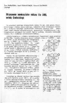 Otrzymywanie monokryształ&oacute;w niobanu litu LiNbO3 metodą Czochralskiego = Growth of single crystal lithium niobate by Czochralski technique