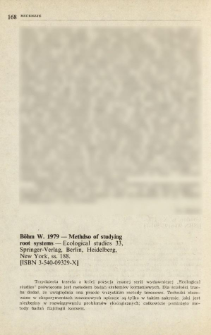 Bohm W. 1979 - Methods of studying root systems - Ecological studies 33, Springer Verlag, Berlin, Heidelberg, New York, ss. 188. [3-540-09329-X]