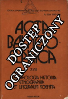 Acta Baltico-Slavica T. 18 (1987)
