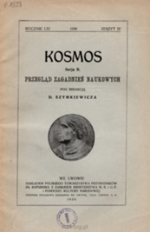 Kosmos. Seria B, Przegląd Zagadnień Naukowych, Zeszyt 4, Rocznik 61