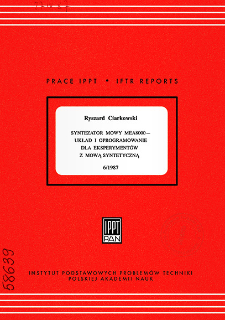 Syntetyzator mowy MEA 8000 - układ i oprogramowanie dla eksperyment&oacute;w z mową syntetyczną